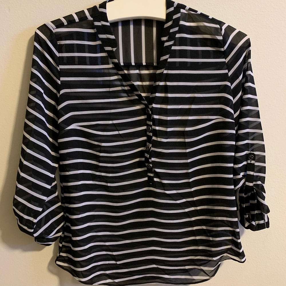 Black and white sheer blouse